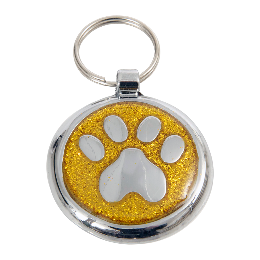 Yellow Gold Paw Print Small 20mm Designer Dog Tag Shimmer Range