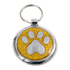 Yellow Gold Paw Print Small 20mm Designer Dog Tag Shimmer Range