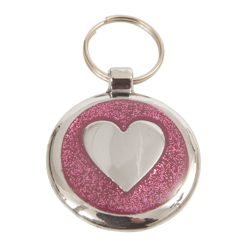 Luxury Glitter Pretty Pink Heart Designer Dog Tag Shimmer Range | Pet ID Tags