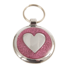 Luxury Glitter Pretty Pink Heart Designer Dog Tag Shimmer Range | Pet ID Tags