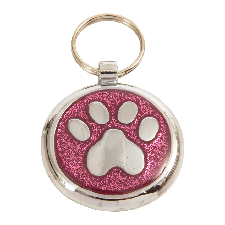 Pretty Pink Paw Print Small 20mm Designer Dog Tag Shimmer Range