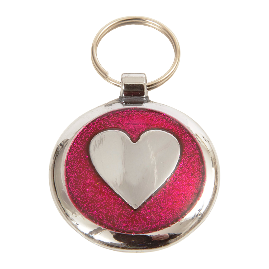 Luxury Glitter Deep Pink Heart Designer Dog Tag Shimmer Range