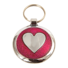Luxury Glitter Deep Pink Heart Designer Dog Tag Shimmer Range