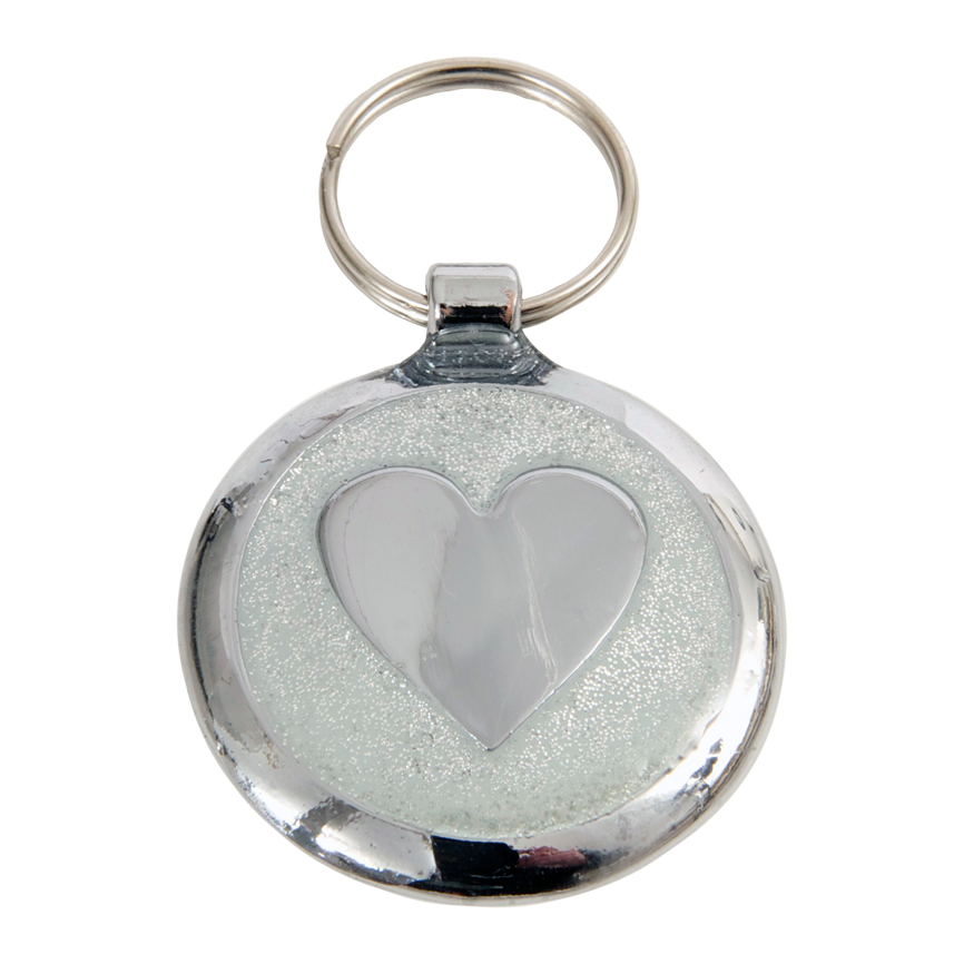 Silver Sparkle Heart Small 20mm Designer Dog Tag Shimmer Range