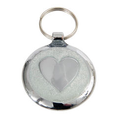 Silver Sparkle Heart Small 20mm Designer Dog Tag Shimmer Range