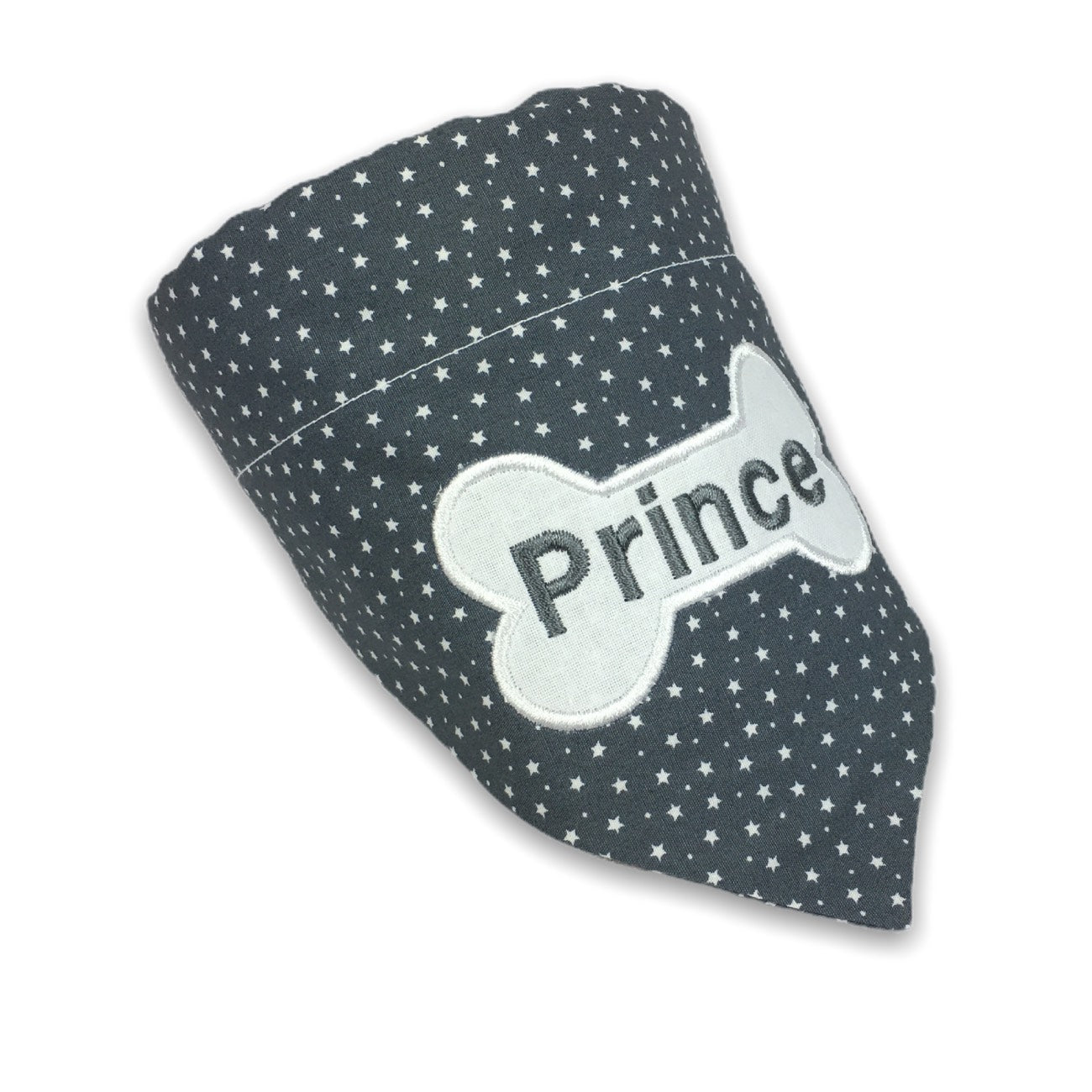 Personalised Charcoal Grey/White Stars Dog Bandana