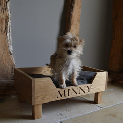 Personalised Solid Oak Dog Bed | The Oak and Rope Company