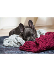 Wooldog Chunky Hand-Knitted Cornfield Pet Blanket Burgundy