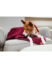 Wooldog Chunky Hand-Knitted Cornfield Pet Blanket Burgundy