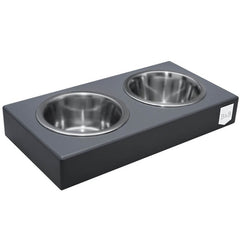 Bowl and Bone Graphite Double Dog Feeder