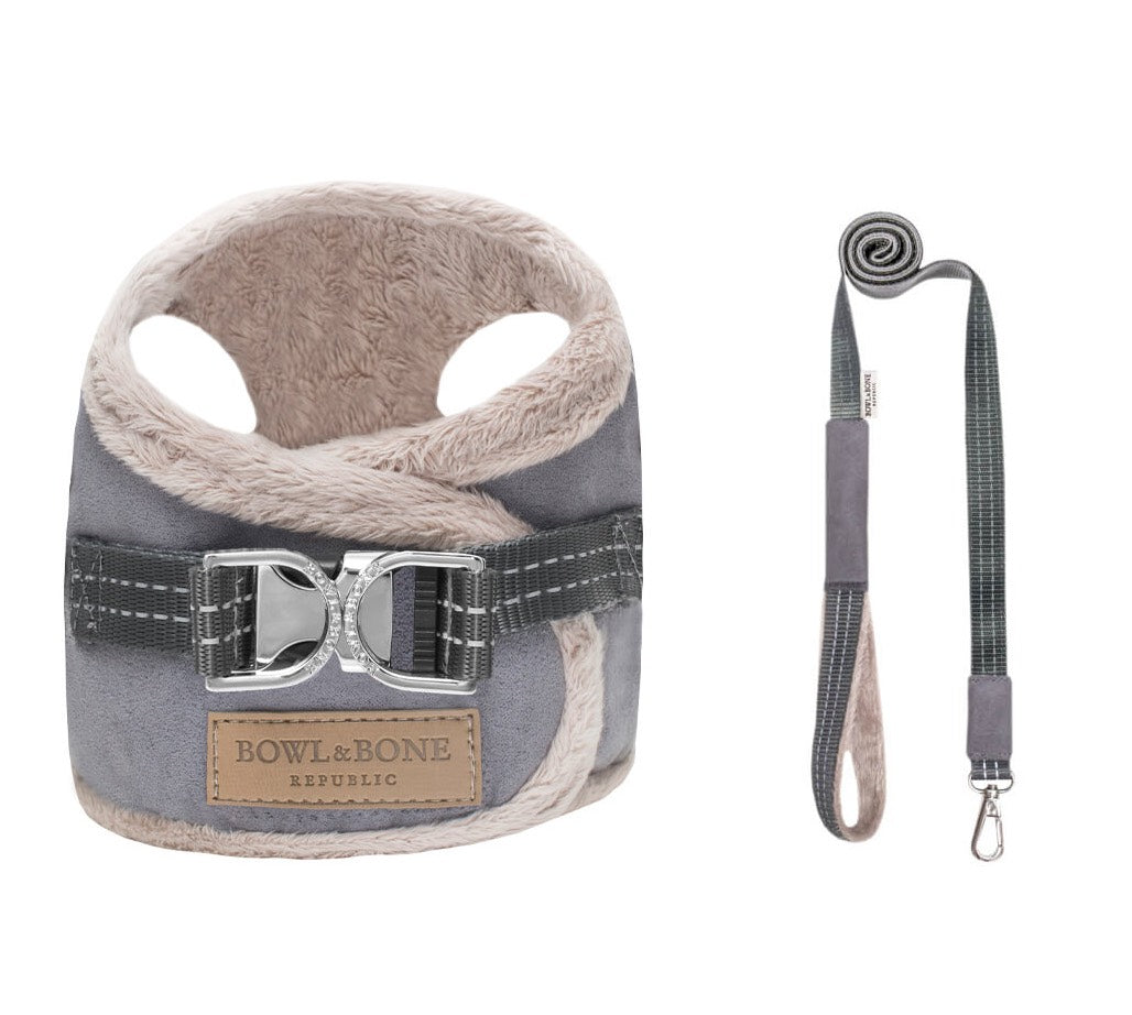 Bowl and Bone Yeti Grey Dog Harness And Lead Set