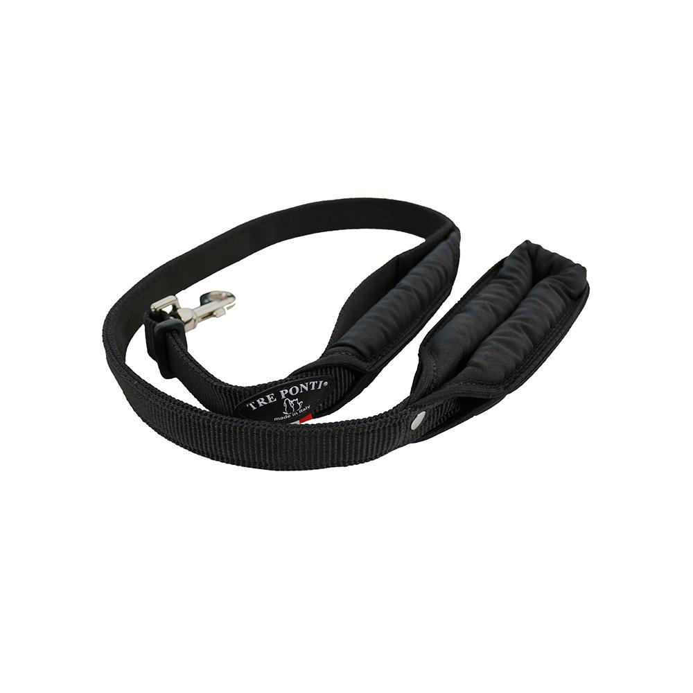Tre Ponti Padded Double Handle Black Dog Leads