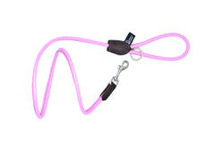 Dogs and Horses Luxury Narrow Rolled Leather Dog Lead Pink