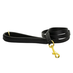 Dogs & Horses Luxury Padded Leather Dog Lead Black