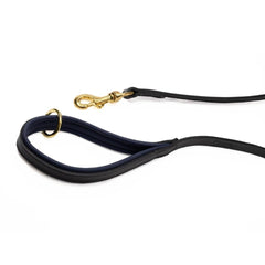 Dogs & Horses Luxury Padded Leather Dog Lead Black & Navy