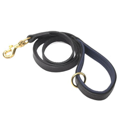 Dogs & Horses Luxury Padded Leather Dog Lead Black & Navy