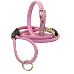 Dogs & Horses Rolled Leather Dog Collar and Lead Baby Pink