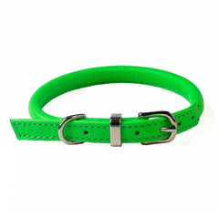 Dogs & Horses Rolled Leather Dog Collar Bright Green