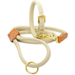 Dogs & Horses Rolled Leather Dog Collar and Lead Cream