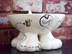 Personalised Ceramic Busy Bee Dog Legs Bowls