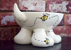 Personalised Ceramic Busy Bee Dog Legs Bowls
