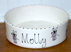 Personalised Ceramic Christmas Presents Dog Bowls