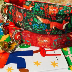 Festive Foxie Velvet Lined Christmas Dog Collar