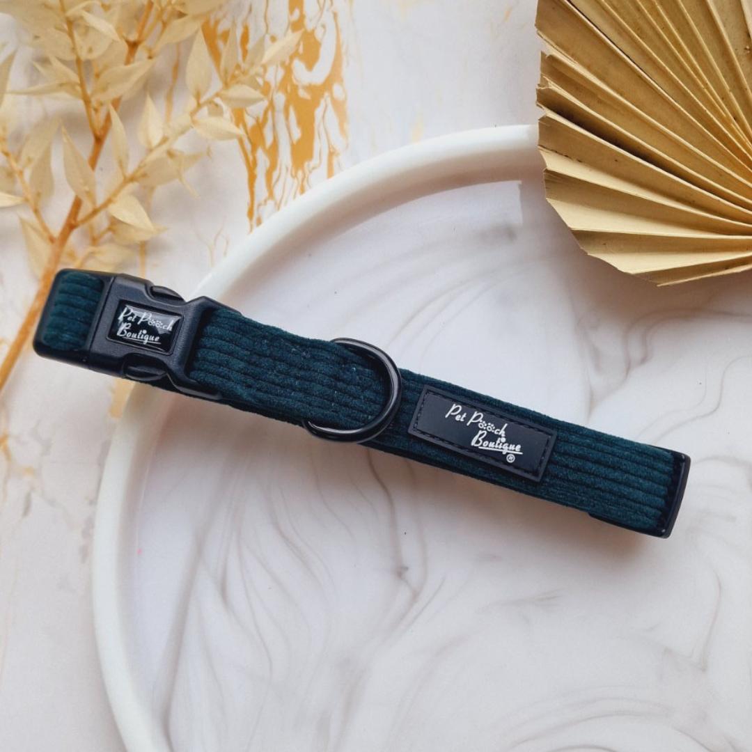 Forest Green Cord Dog Collar | Pet Pooch Boutique