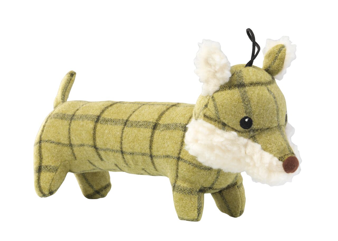 Green Tweed Long Fox Dog Toy by House of Paws