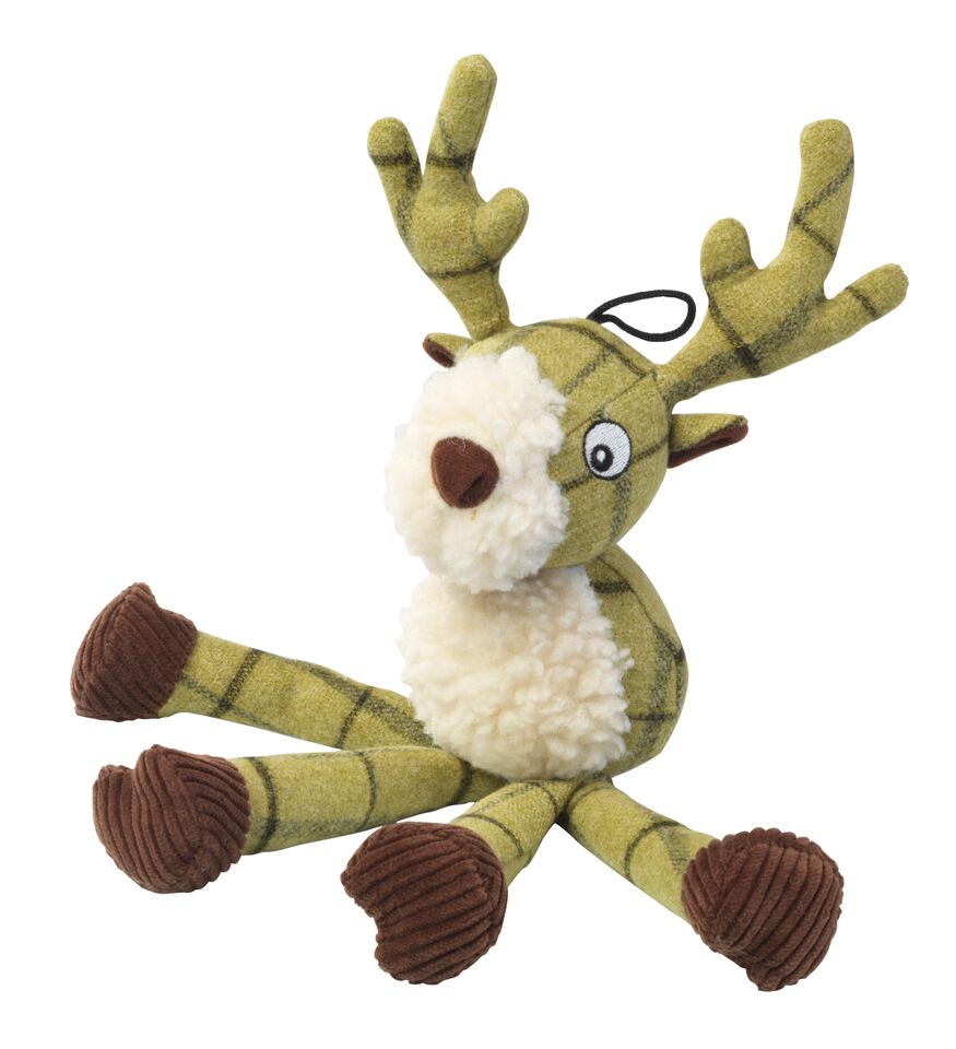 Green Tweed Long Legs Stag Dog Toy by House of Paws