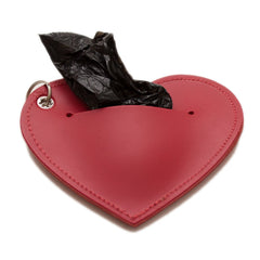 Hiro And Wolf Heart Cardinal Red Leather Poo Bag Pouch