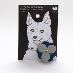 Hiro And Wolf Navy Reflective Flower Accessory for Dog Leads and Collars