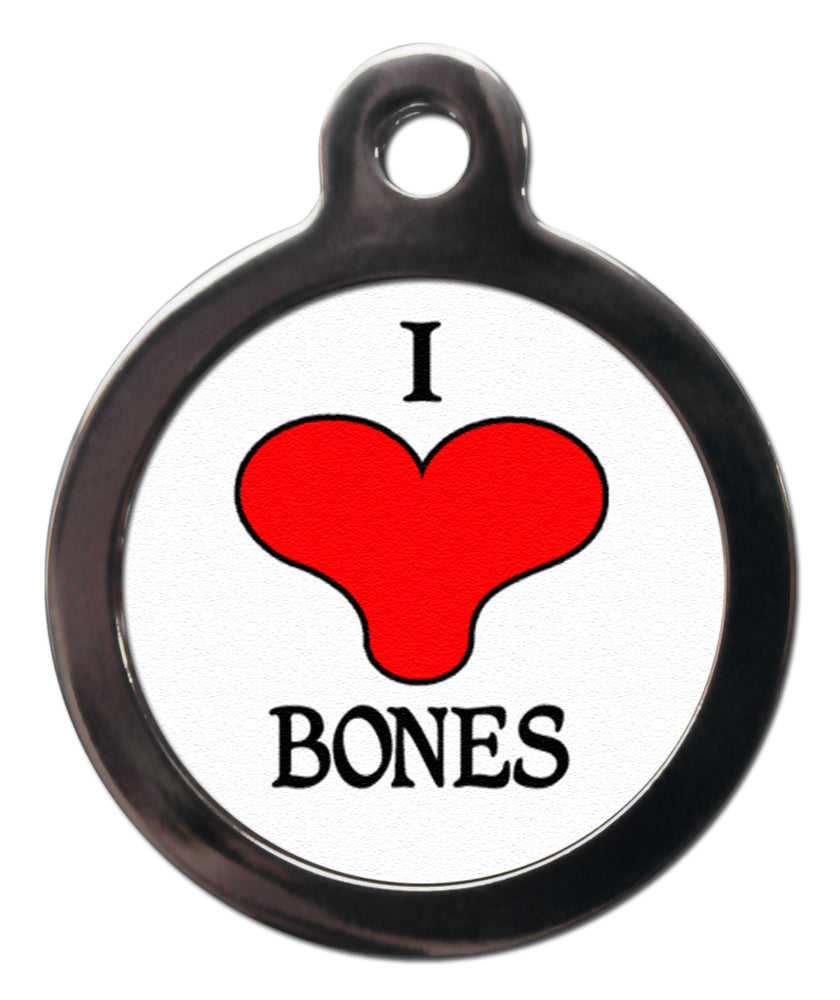 I Love Bones Dog ID Tag