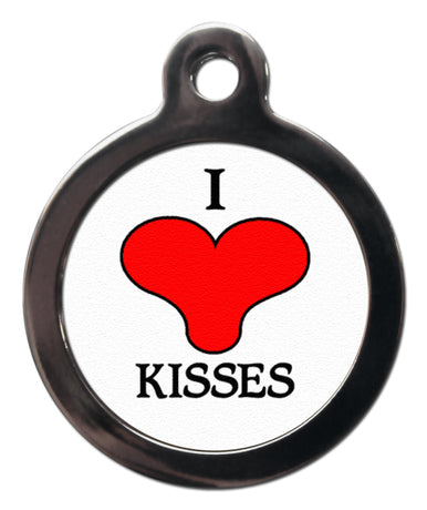 I Love Kisses Dog ID Tag