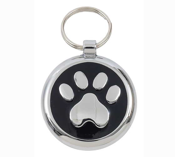 Luxury Black Paw Print Small 20mm Designer Dog Tag
