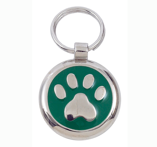 Luxury Green Paw Print Small 20mm Designer Dog Tag