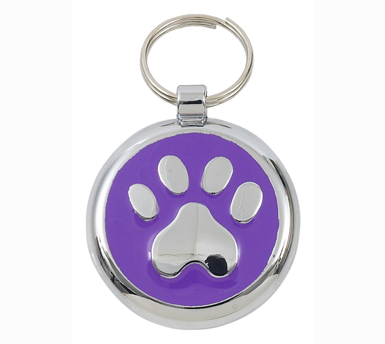 Luxury Purple Paw Print Small 20mm Designer Dog Tag