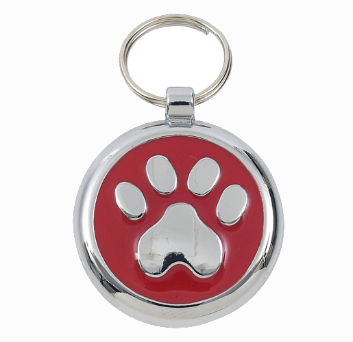 Luxury Red Paw Print Designer Dog Tag