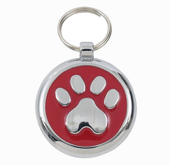 Luxury Red Paw Print Designer Dog Tag