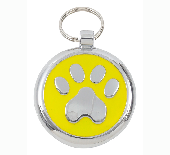 Luxury Yellow Paw Print Small 20mm Designer Dog Tag