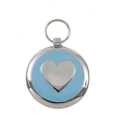 Luxury Light Blue Heart Small 20mm Designer Dog Tag 