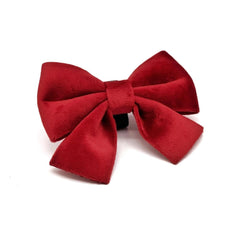 Luxury Red Velvet Harness, Dog Collar And Bow Tie Set
