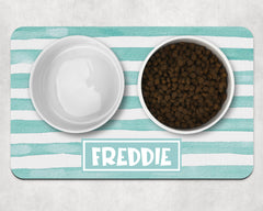Personalised Watercolour Stripe Pet Bowl Placemat