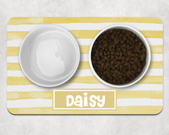 Personalised Watercolour Stripe Pet Bowl Placemat