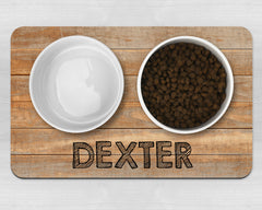 Personalised Wood Effect Neoprene Pet Bowl Placemat