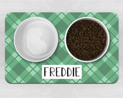 Personalised Tartan Neoprene Pet Bowl Placemat
