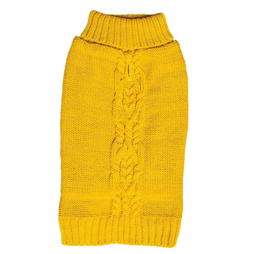 Mustard Cable Knit Dog Jumper by Sotnos