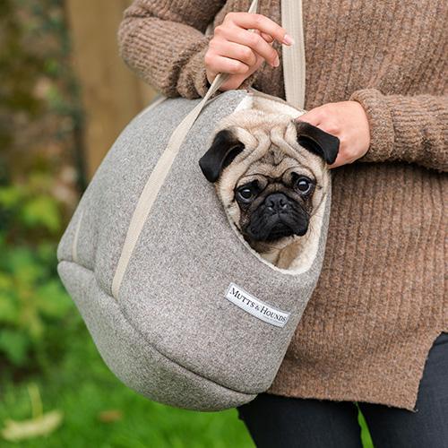 Mutts and Hounds Grey Tweed Dog Carrier