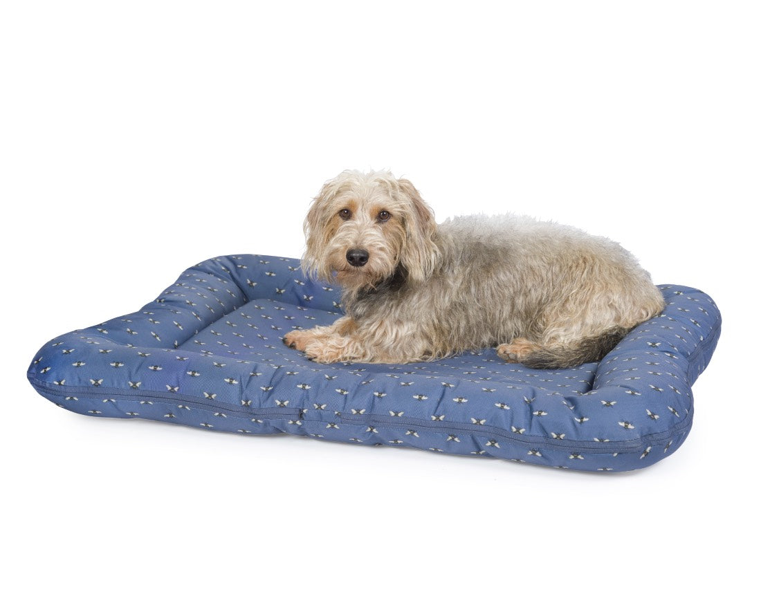 Navy Bee Water Resistant Oval Bolster Mat by House of Paws