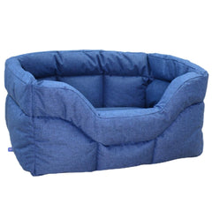 Navy Blue Country Heavy Duty Waterproof Rectangular Drop Front Dog Beds by P&L